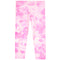 Pink and white tie-dye leggings with a cuffed ankle design, shown flat against a solid white background.