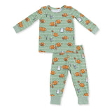 2pc Footballs Playing Football Long Sleeve Loungewear Set