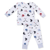2pc Hockey Stripe Long Sleeve Loungewear Set