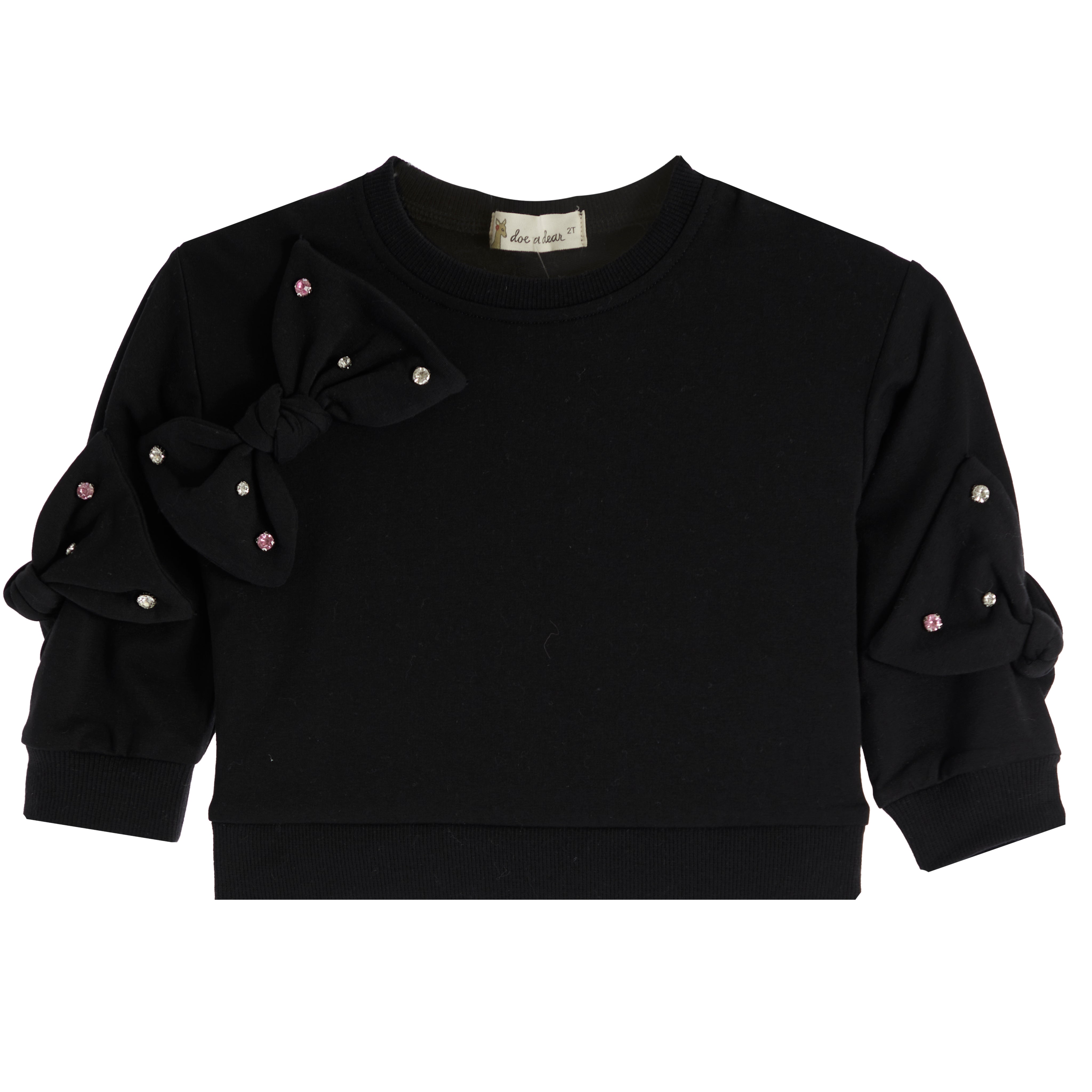 Rhinestone Bow Long Sleeve Top - Denny's