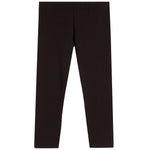 Solid black leggings shown from the back flat against a plain white background.
