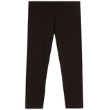 Solid black leggings shown from the back flat against a plain white background.