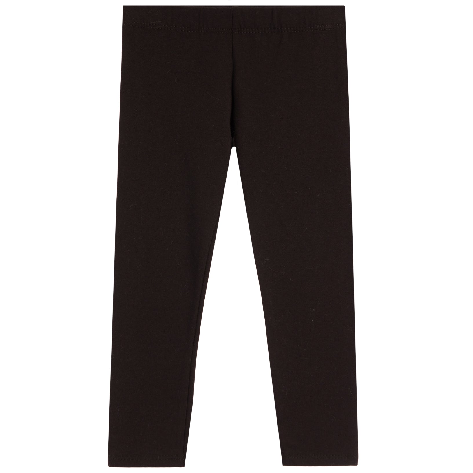 Solid black leggings shown from the back flat against a plain white background.