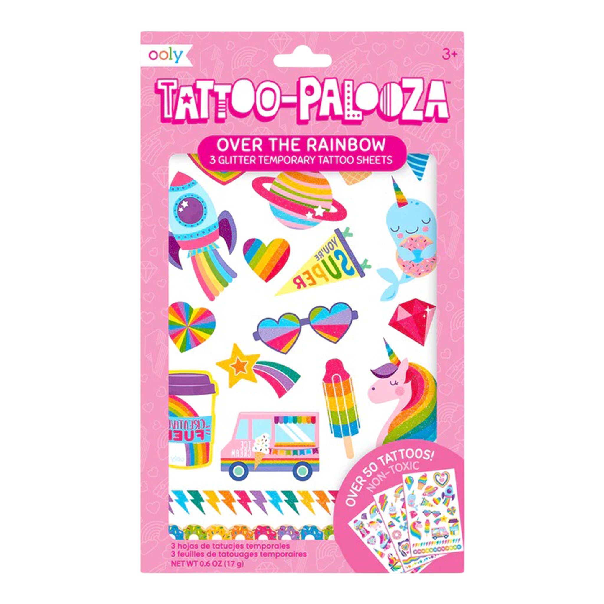 Tattoo Palooza Temporary Glitter Tattoo: Over the Rainbow - Denny's