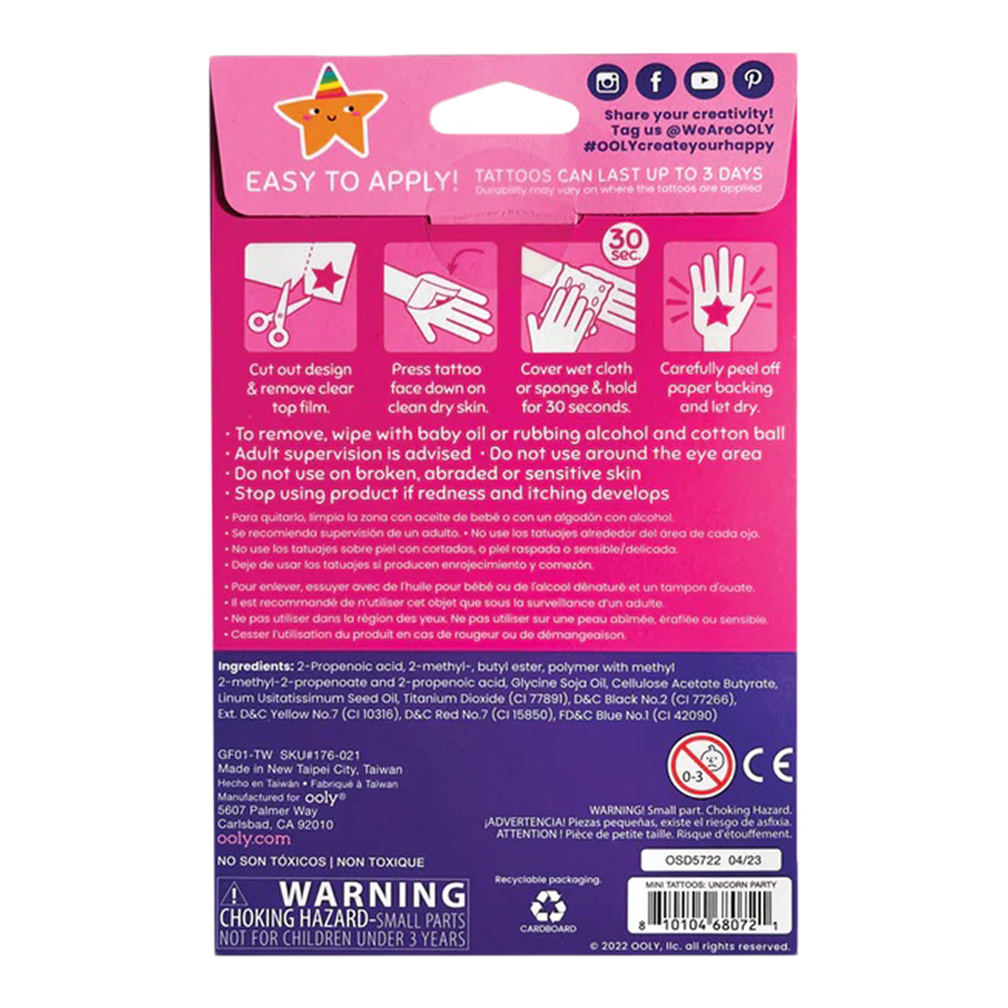 Tattoo Palooza Temporary Tattoo: Unicorn Party - Denny's