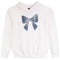 White Hoodie w Denim Bow and rhinestone outline