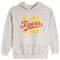 A light heather gray pullover hoodie featuring a large yellow number 10 with a red 'Tigers' script graphic across the chest, displayed on a clean white background.