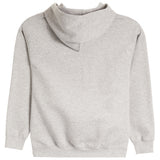 A light gray heathered sweatshirt with a wide folded collar, shown from the back against a plain white background.