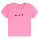 Short Sleeve Rib Tee With Three Black Hearts - Denny's
