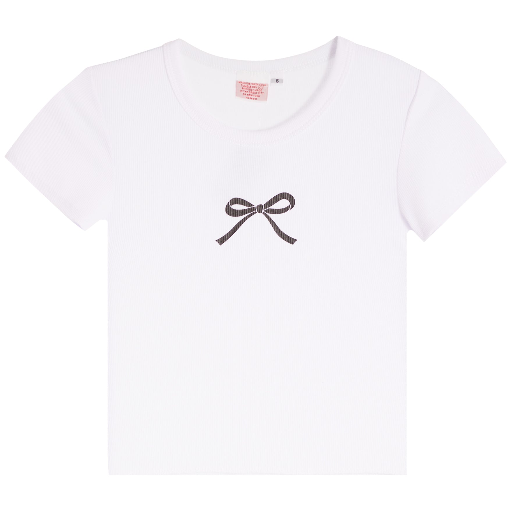 Short Sleeve Rib With Black Bow - Denny's