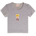 Short Sleeve Rib Tee With Plaid Bear - Denny's