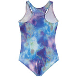 1pc Blue Tye Dye Lame Swimsuit