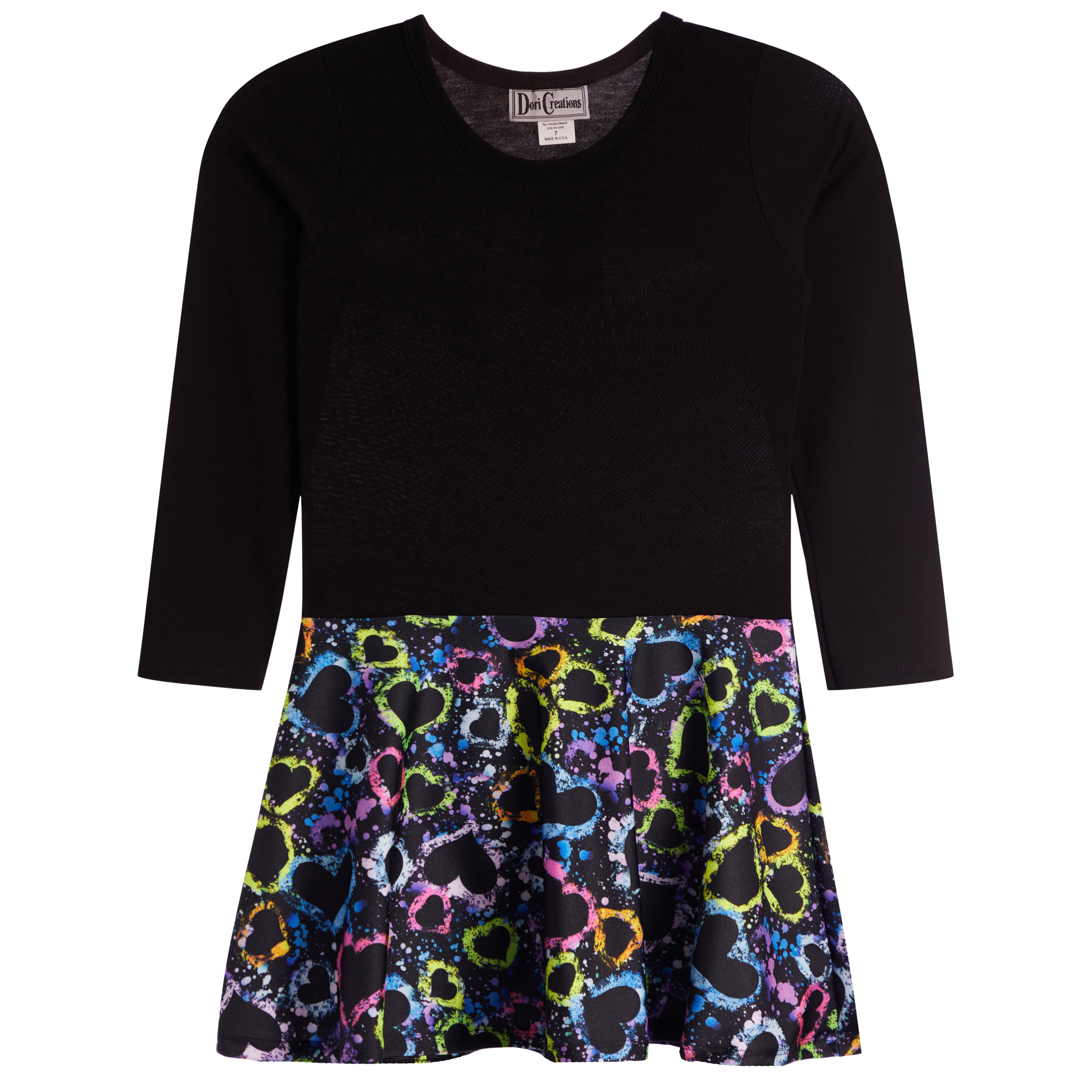Long Sleeve Dress With Heart Splatter Bottom - Denny's