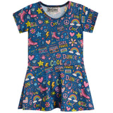 Denim Graffiti Short Sleeve Dress