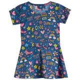 Denim Graffiti Short Sleeve Dress