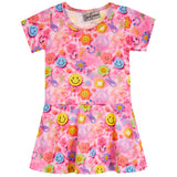 Short Sleeve Emoji Tie Dye Dress