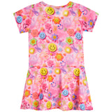 Short Sleeve Emoji Tie Dye Dress