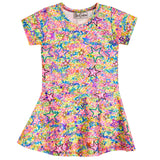 Neon All Over Stars Short Sleeve Dress