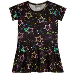 Short Sleeve Allover Star Splatter Dress - Denny's