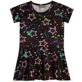Short Sleeve Allover Star Splatter Dress - Denny's
