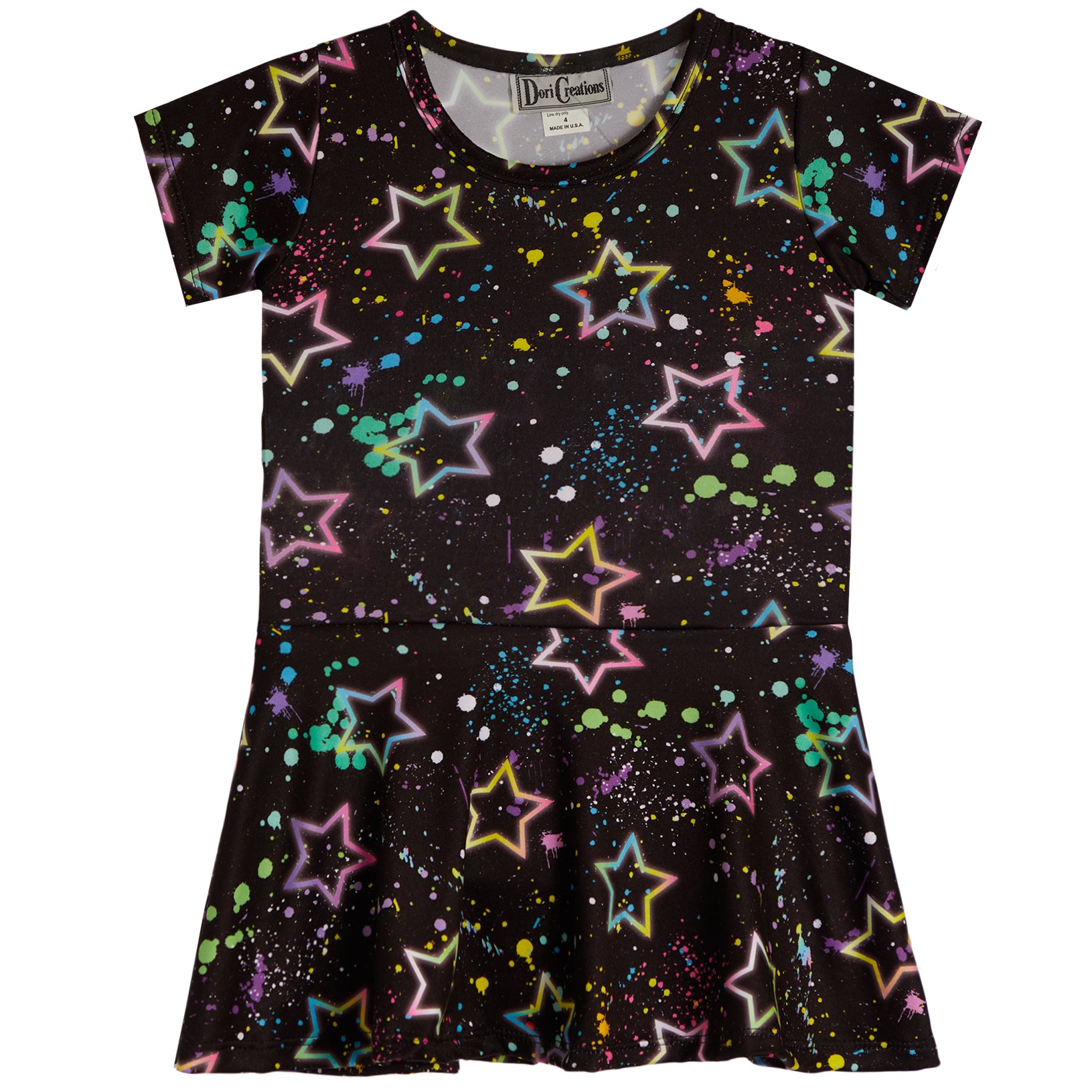 Short Sleeve Allover Star Splatter Dress - Denny's