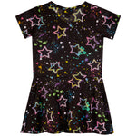Short Sleeve Allover Star Splatter Dress - Denny's