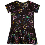 Short Sleeve Allover Star Splatter Dress - Denny's