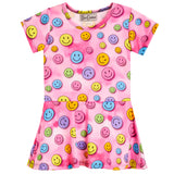Smiley Tie Dye Short Sleeve Dress