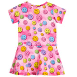 Smiley Tie Dye Short Sleeve Dress