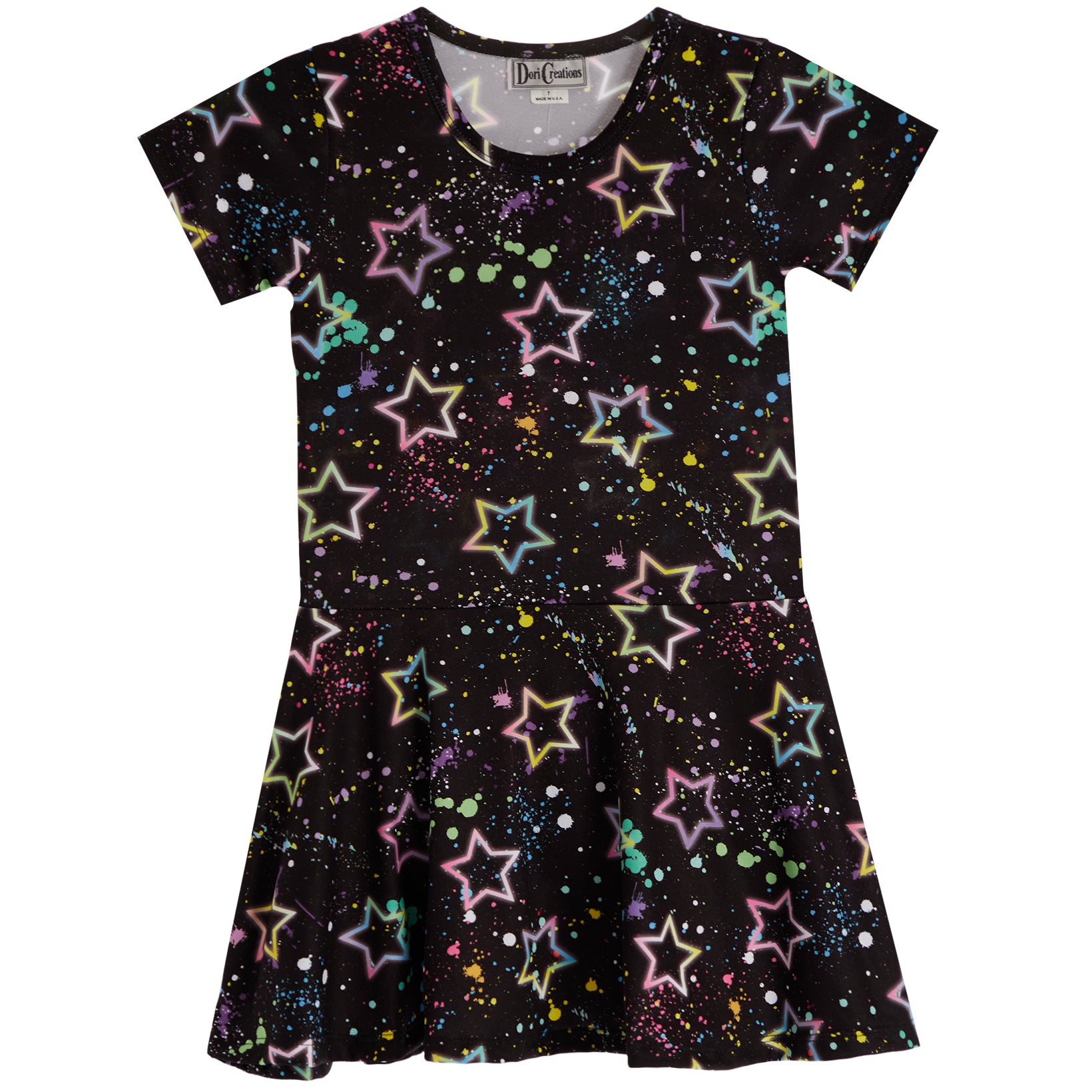 Short Sleeve Splatter Star Dress - Denny's