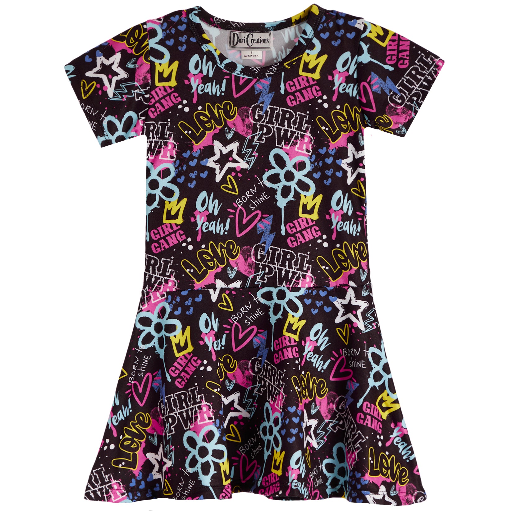 Girl Power Short Sleeve Dress - Denny's