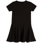 Rib Short Sleeve Dress With Purple Bow - Denny's