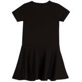 Rib Short Sleeve Dress With Purple Bow - Denny's