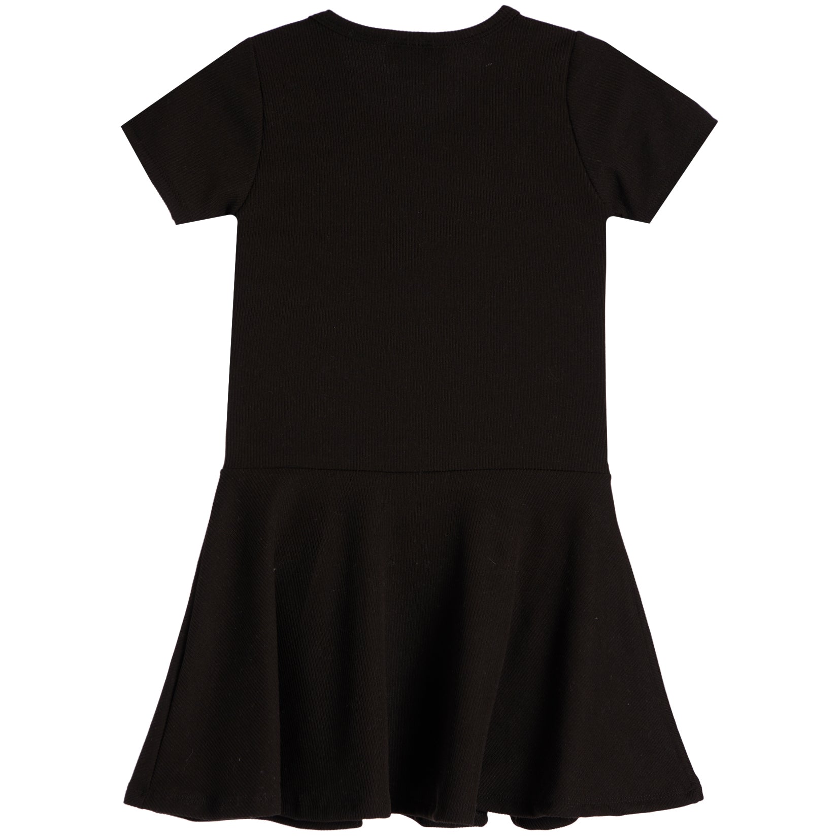 Rib Short Sleeve Dress With Purple Bow - Denny's