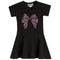 Short Sleeve Dress With Purple Bow - Denny's