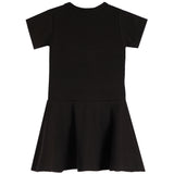 Short Sleeve Dress With Purple Bow - Denny's