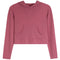 A faded garnet heathered cropped hoodie sweatshirt with long sleeves and a front kangaroo pocket, displayed flat against a white background.