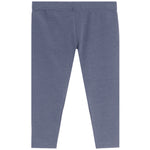 A pair of heathered slate blue pants shown flat against a solid white background.