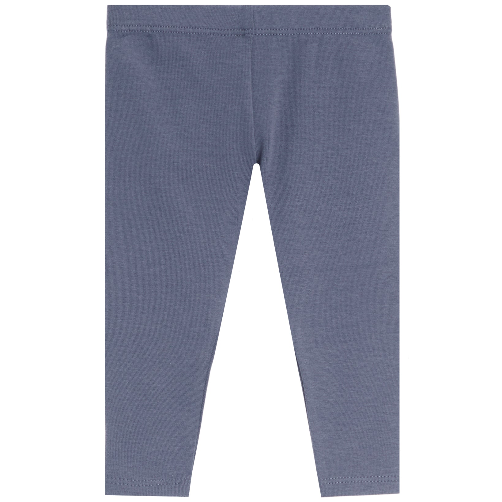 A pair of heathered slate blue pants shown flat against a solid white background.