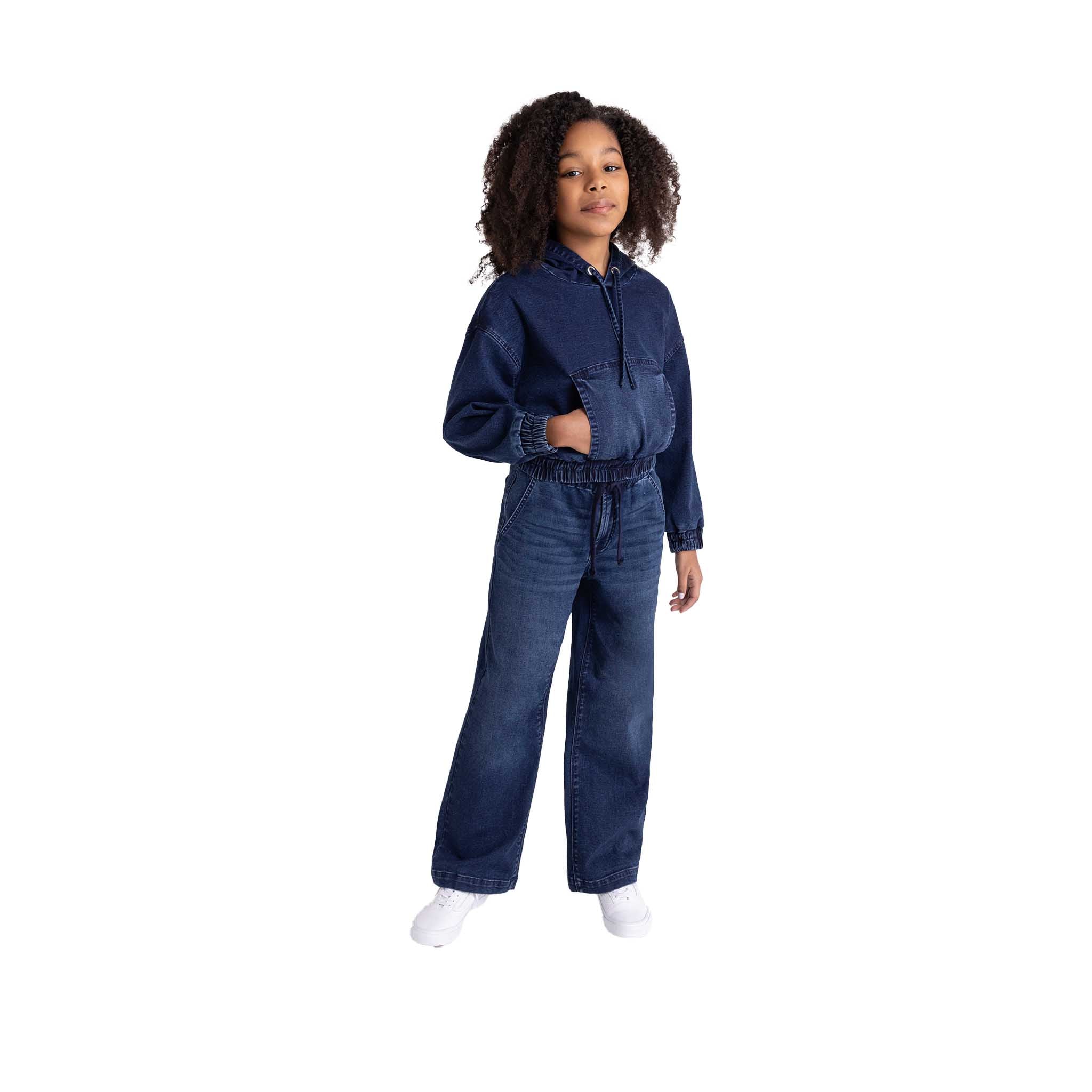 Knit Denim Hoodie Sweatshirt - Denny's