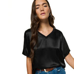 June Satin Vneck Tee - Denny's