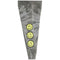 Gray tie-dye sweatpants featuring three yellow smiley faces printed vertically on the left leg, shown against a plain white background.