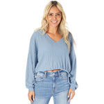 Hacci Deep Vneck Drawstring Top - Denny's