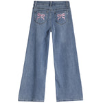Bow Embroidiery Wide Leg Jean - Denny's