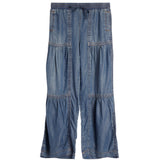 Drawstring Tiered Wide Leg