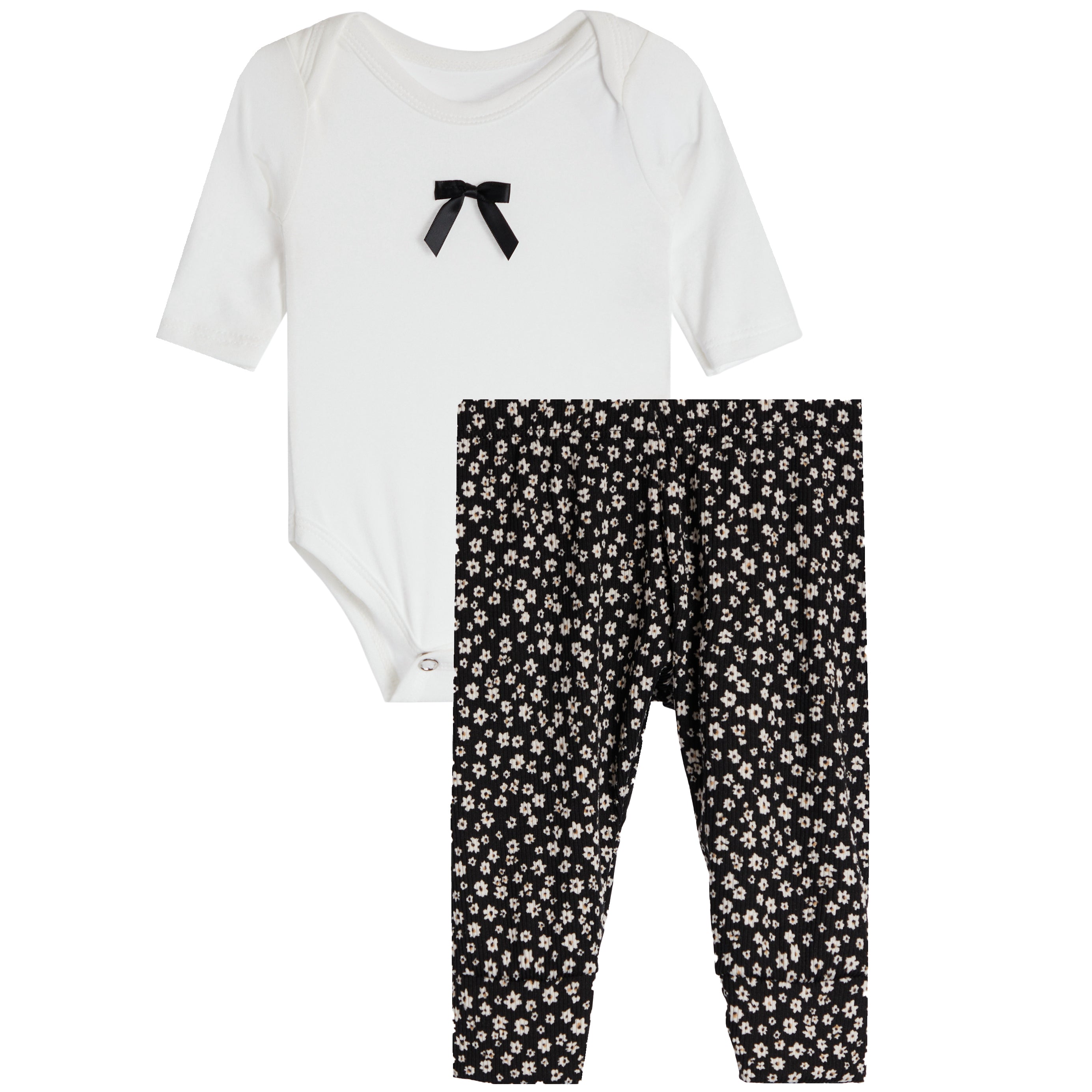2pc Onesie & Pink Floral Pointelle Pant Set