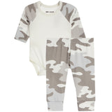 2pc Raglan Grey Hacci Camo Onsie Set