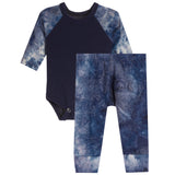 2pc Raglan Onesie Set Navy Tie Dye Hacci