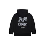 Back of Black "Off White" Active Duck Tape Hoodie