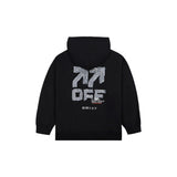 Back of Black "Off White" Active Duck Tape Hoodie